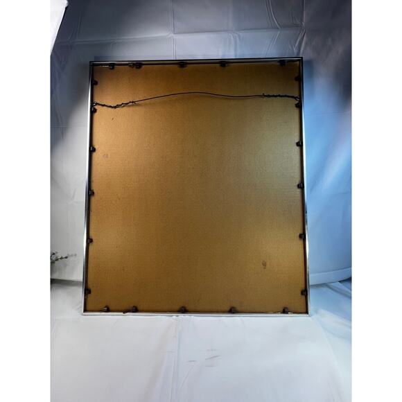 Large Foil Art Framed Vintage MCM Siver Nature Birds Butterfly Rena Hand Etched - Picture 8 of 16